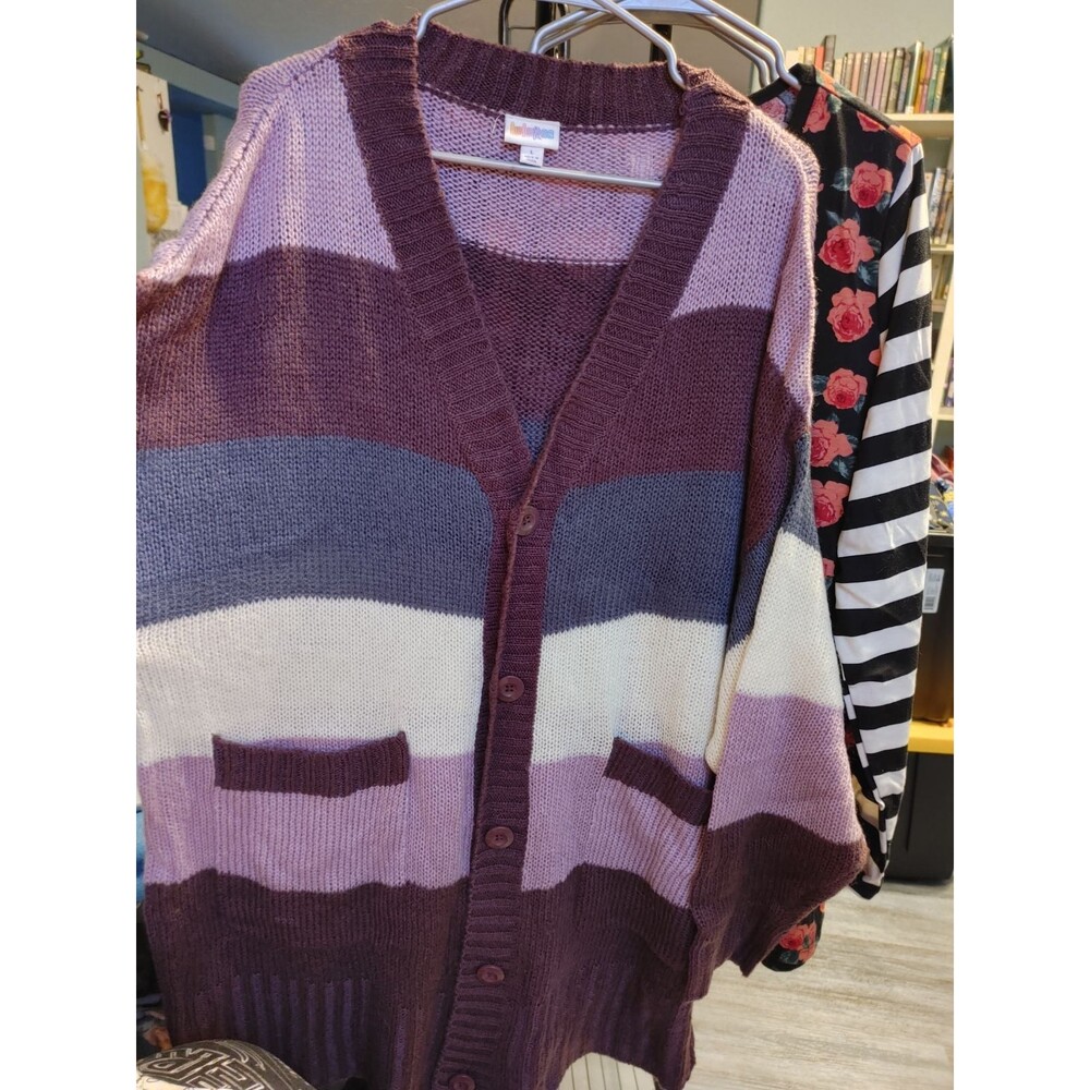 LuLaRoe Purple Striped Lucille L 18-26